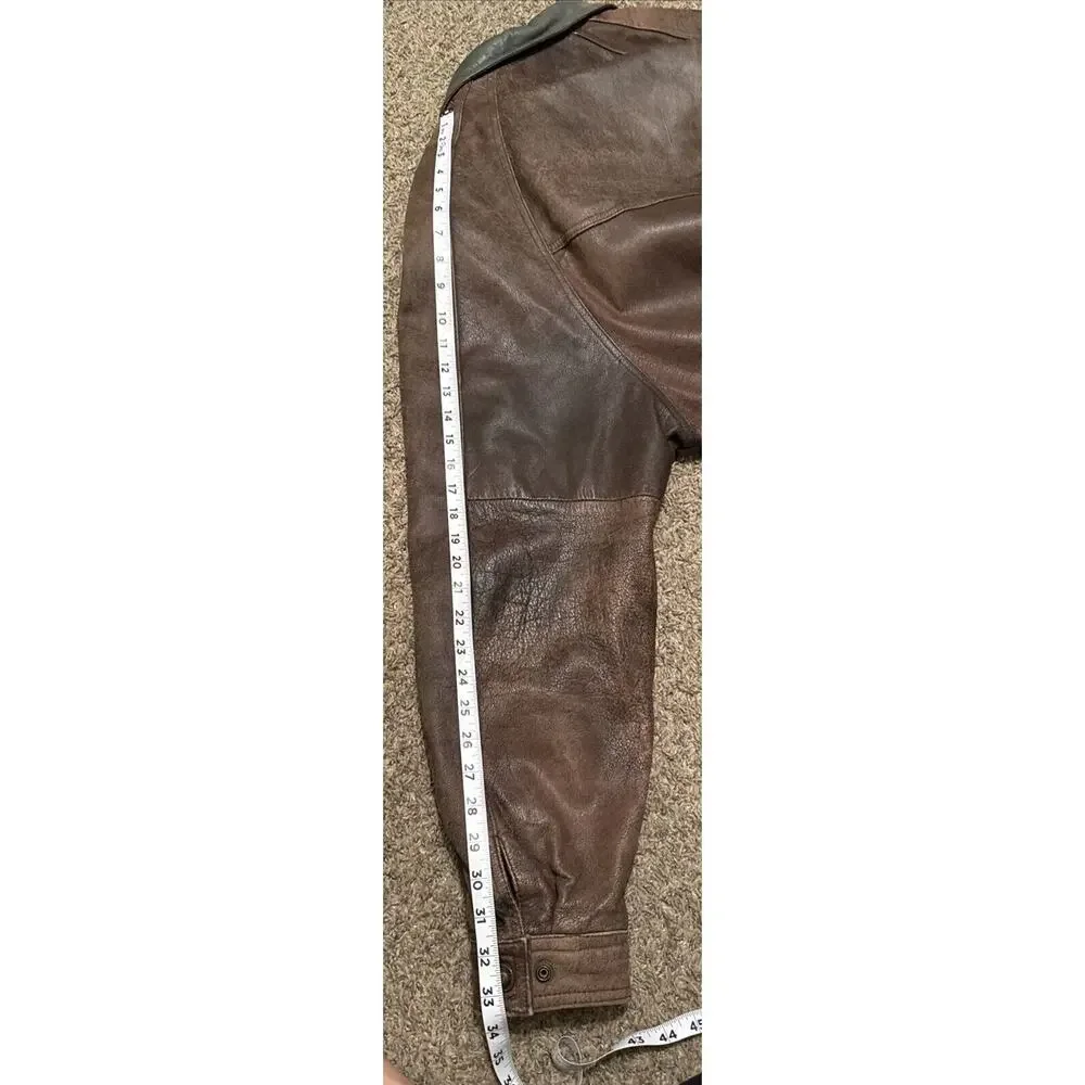 VTG Wilsons Leather Jacket Mens Large Tall Two-Tone Brown Green Distressed EUC‎